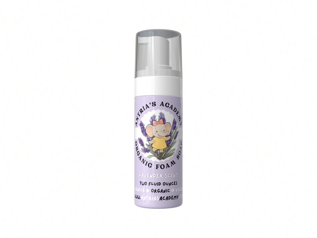 Antria’s Academy Organic Foam Soap ~ Two Fluid Ounces ~ Gentle Foaming Hand Wash ~ Organic & Vegan ~ Lavender Scent