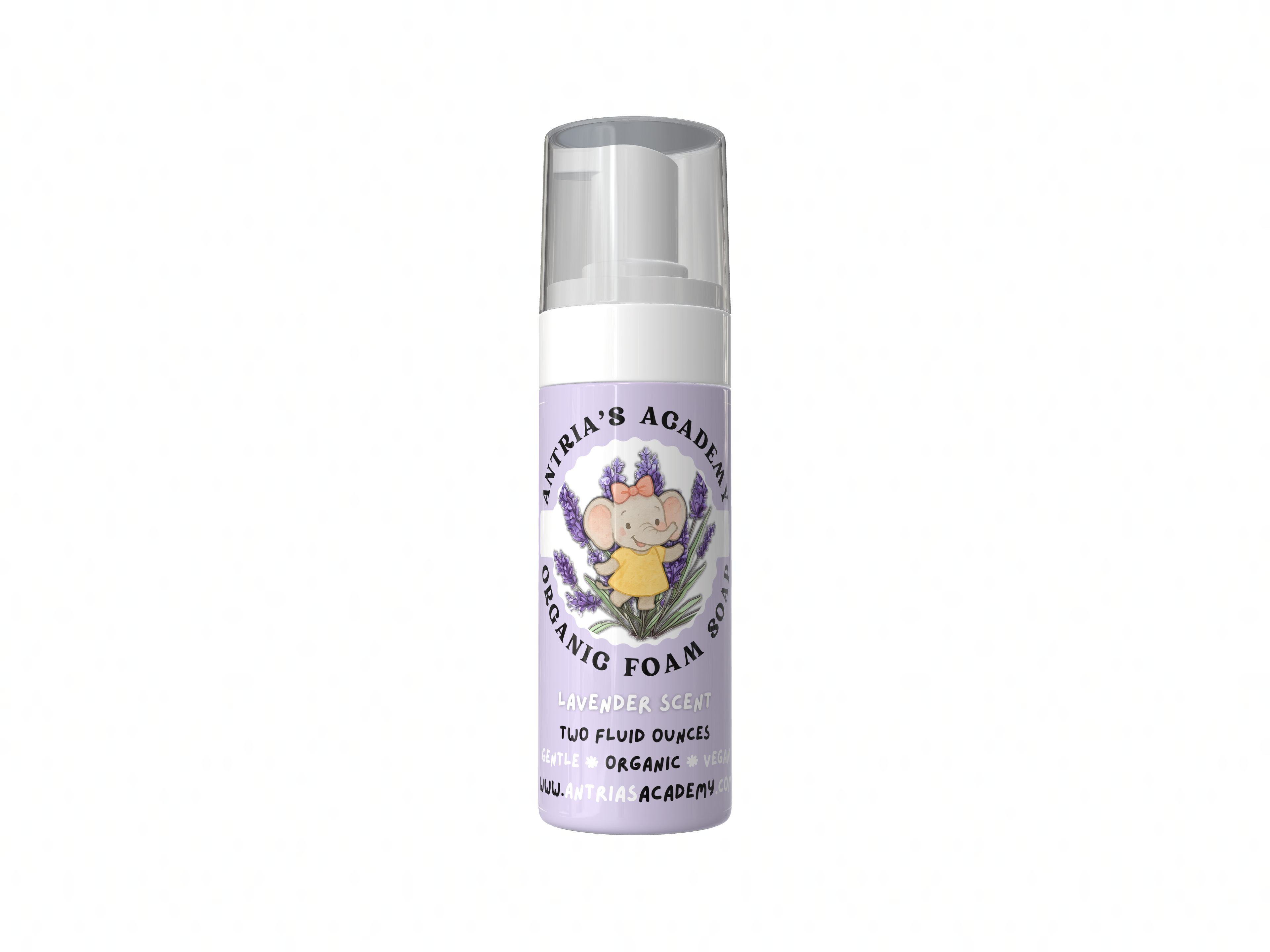 Antria’s Academy Organic Foam Soap ~ Two Fluid Ounces ~ Gentle Foaming Hand Wash ~ Organic & Vegan ~ Lavender Scent