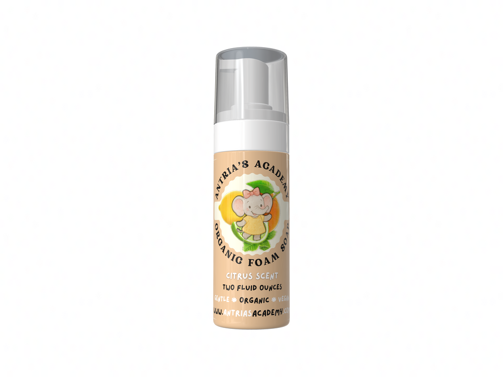 Antria’s Academy Organic Foam Soap ~ Two Fluid Ounces ~ Gentle Foaming Hand Wash ~ Organic & Vegan ~ Citrus Scent