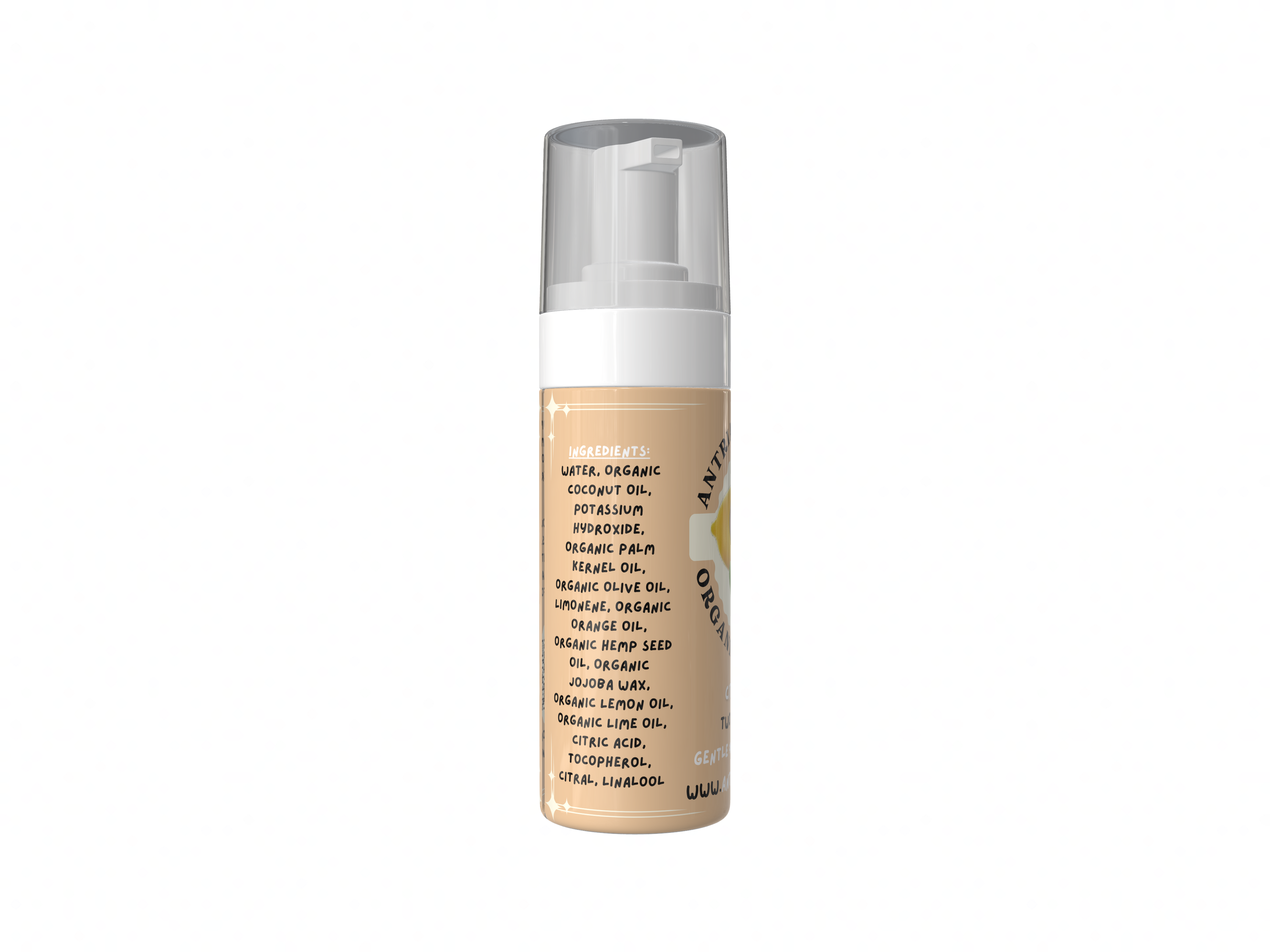 Antria’s Academy Organic Foam Soap ~ Two Fluid Ounces ~ Gentle Foaming Hand Wash ~ Organic & Vegan ~ Citrus Scent
